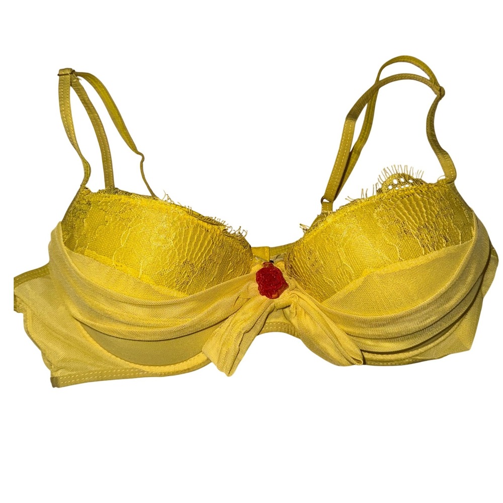 Ella Lust Yellow Lace Push Up Underwire Bra XL Belle Disney Cosplay‎